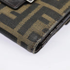 FENDI Zucca Canvas Wallet Black Brownyk15059