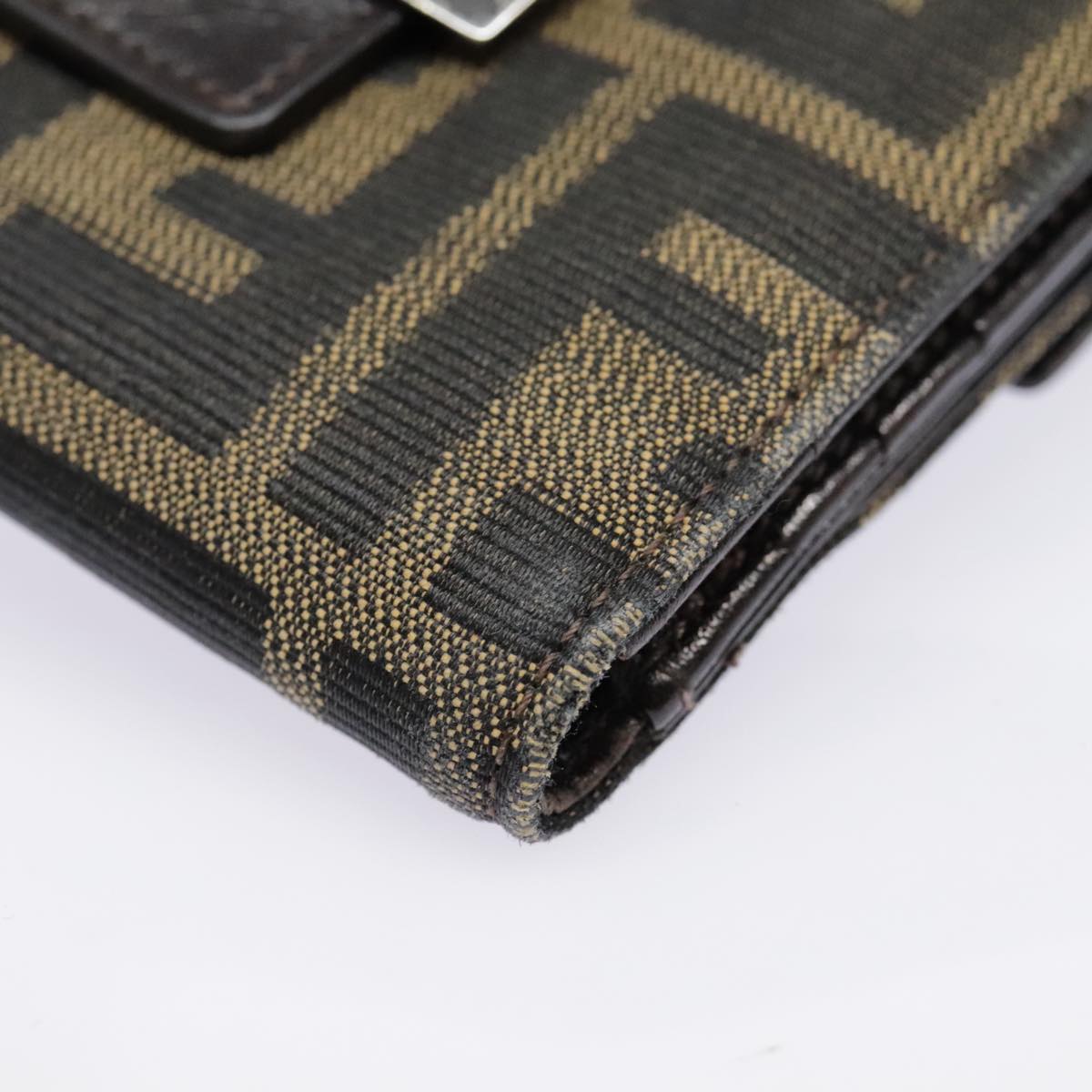 FENDI Zucca Canvas Wallet Black Brownyk15059