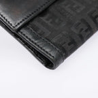 FENDI Zucchino Canvas Long Wallet Black Silveryk15074