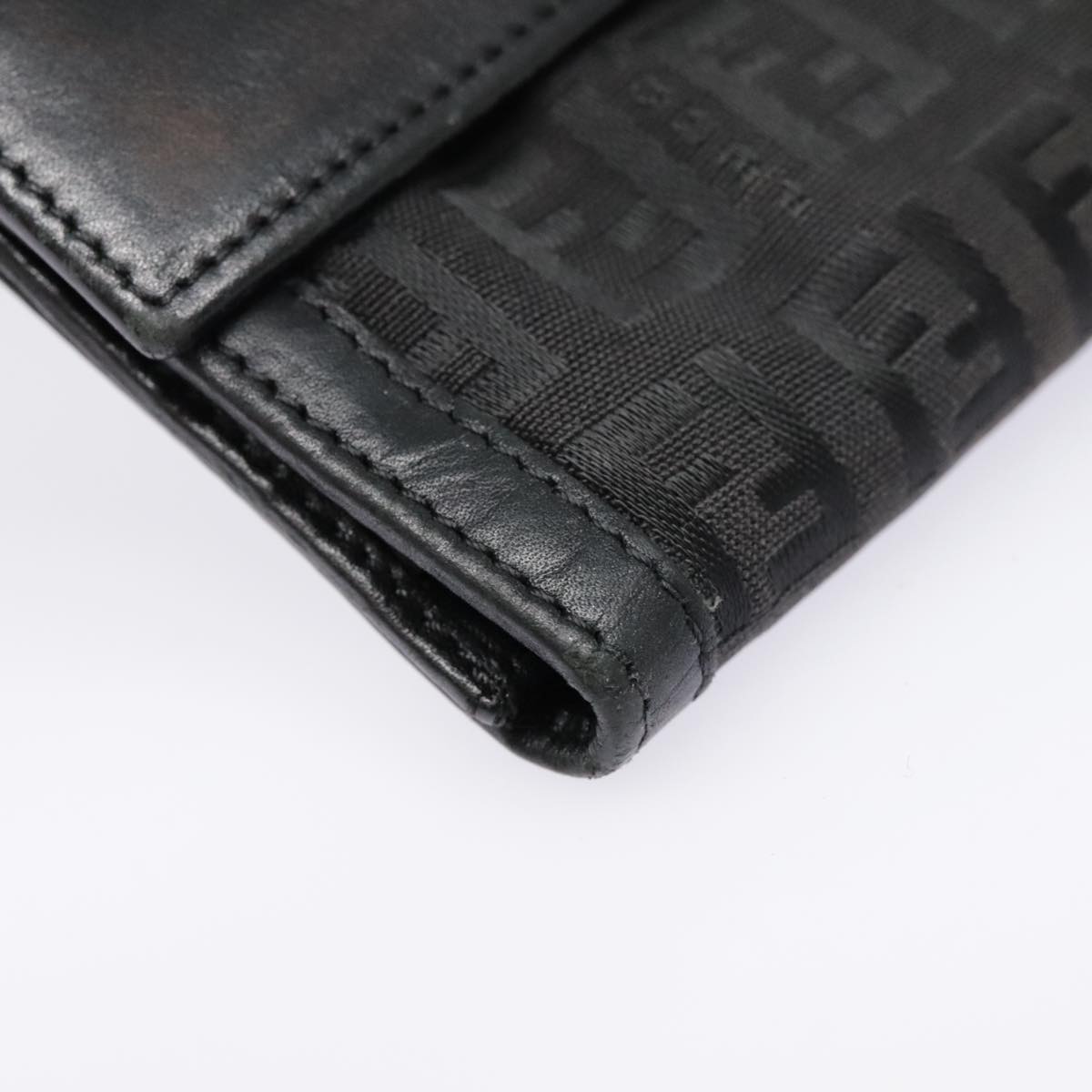 FENDI Zucchino Canvas Long Wallet Black Silveryk15074