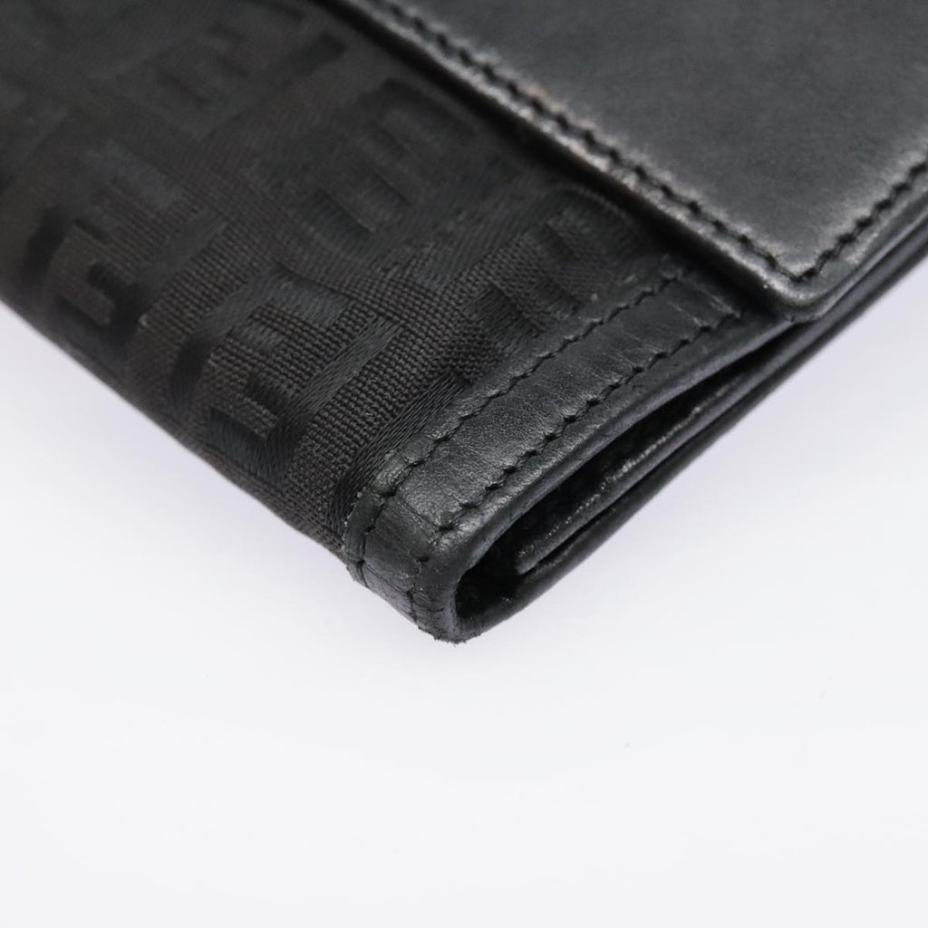 FENDI Zucchino Canvas Long Wallet Black Silveryk15074