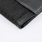 FENDI Zucchino Canvas Long Wallet Black Silveryk15074