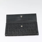 FENDI Zucchino Canvas Long Wallet Black Silveryk15074