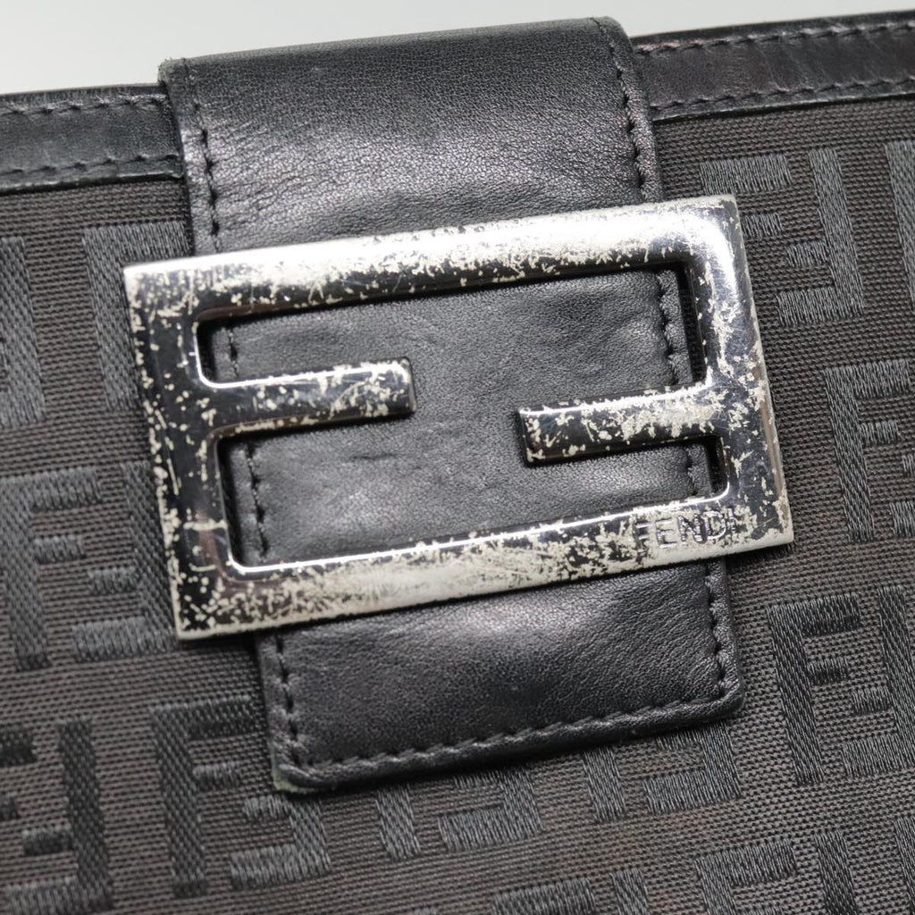 FENDI Zucchino Canvas Long Wallet Black Silveryk15074