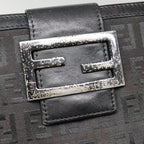 FENDI Zucchino Canvas Long Wallet Black Silveryk15074