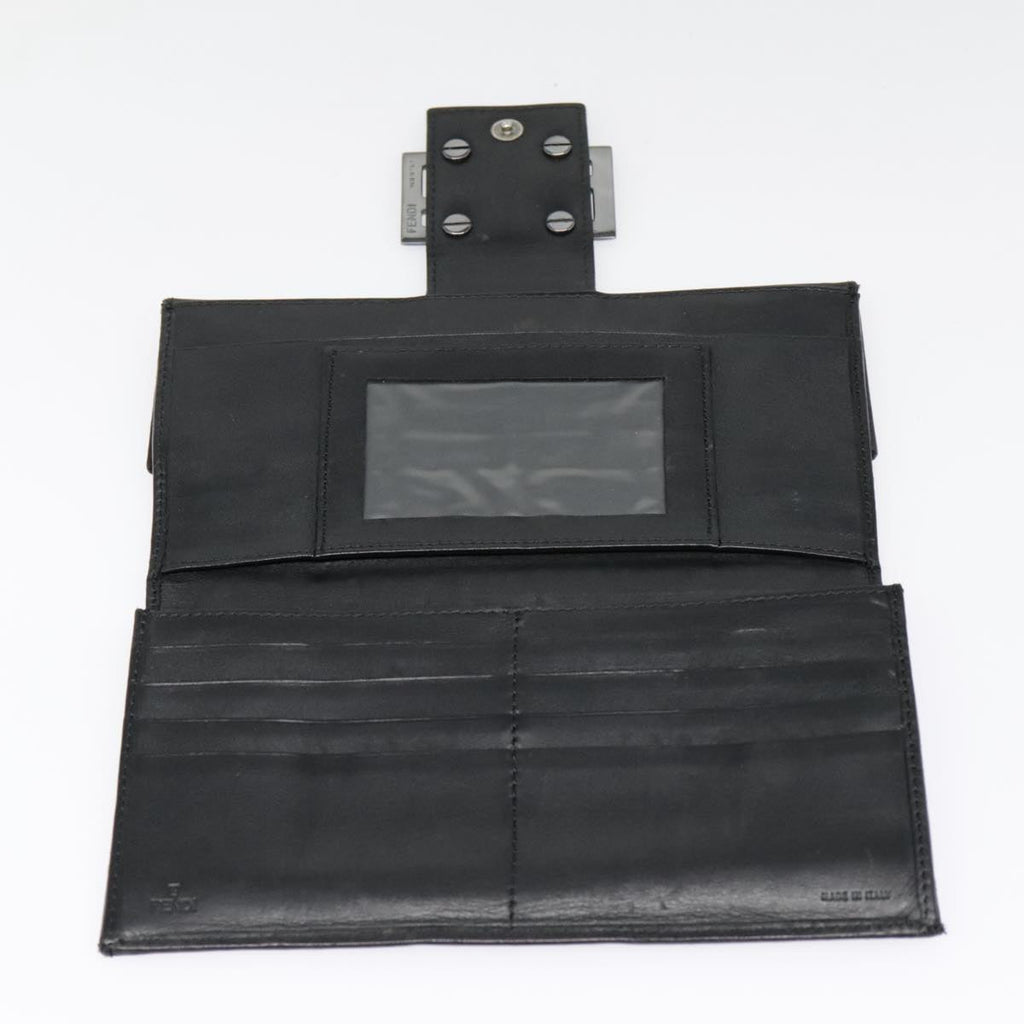 FENDI Zucchino Canvas Long Wallet Black Silveryk15074