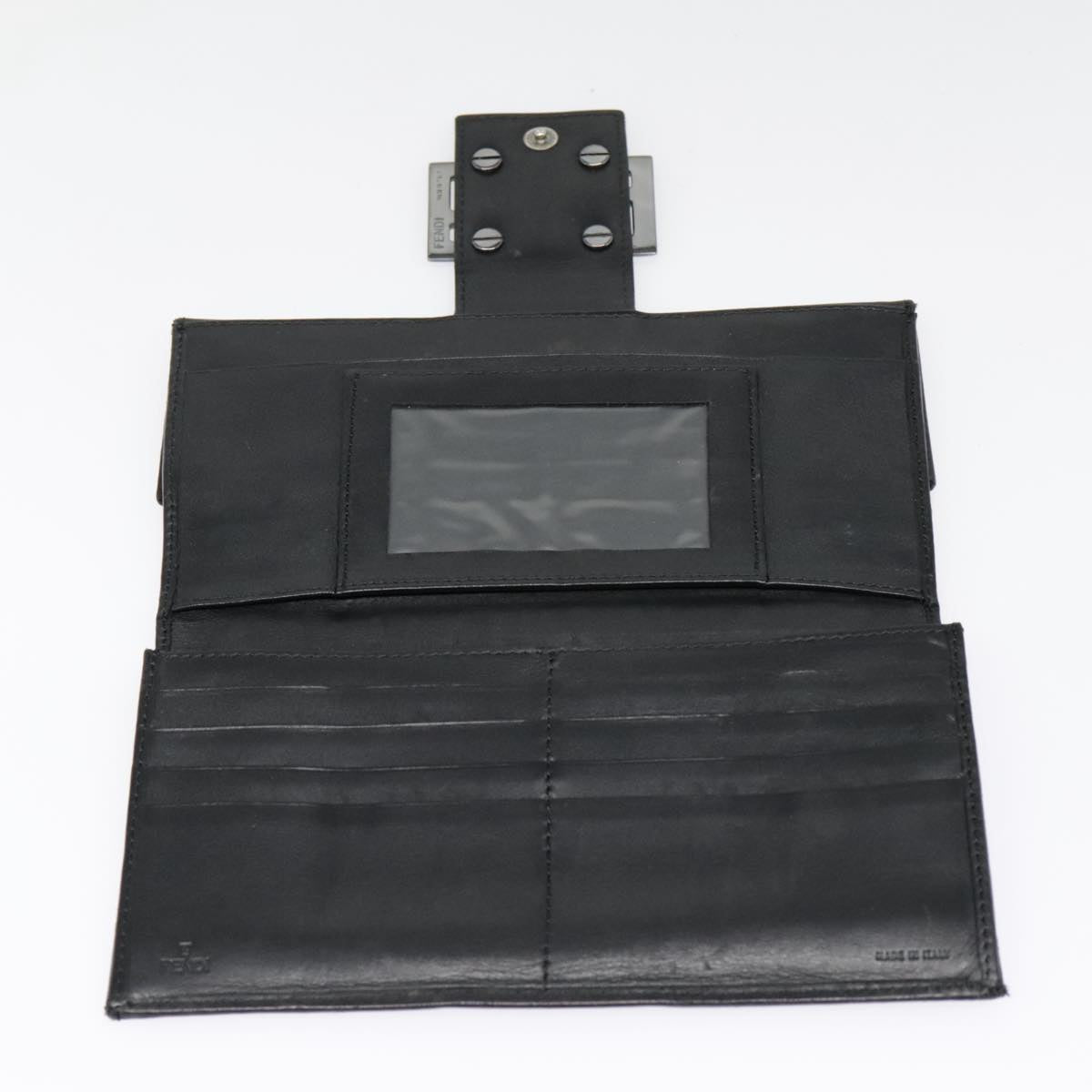 FENDI Zucchino Canvas Long Wallet Black Silveryk15074