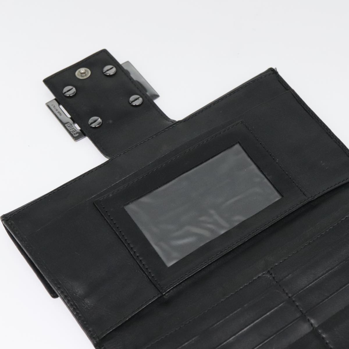FENDI Zucchino Canvas Long Wallet Black Silveryk15074