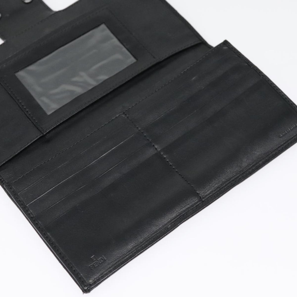 FENDI Zucchino Canvas Long Wallet Black Silveryk15074