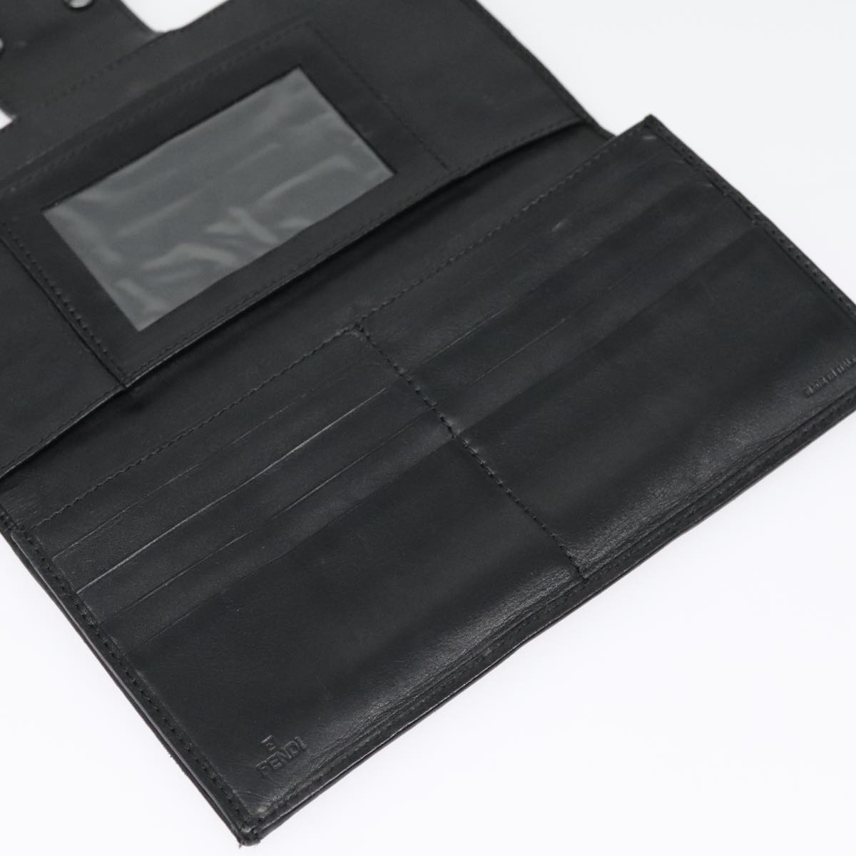 FENDI Zucchino Canvas Long Wallet Black Silveryk15074