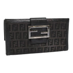 FENDI Zucchino Canvas Long Wallet Black Silveryk15074