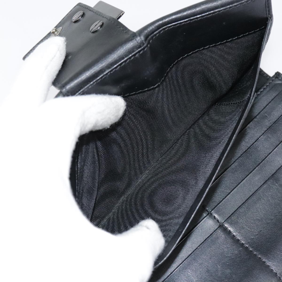 FENDI Zucchino Canvas Long Wallet Black Silveryk15074