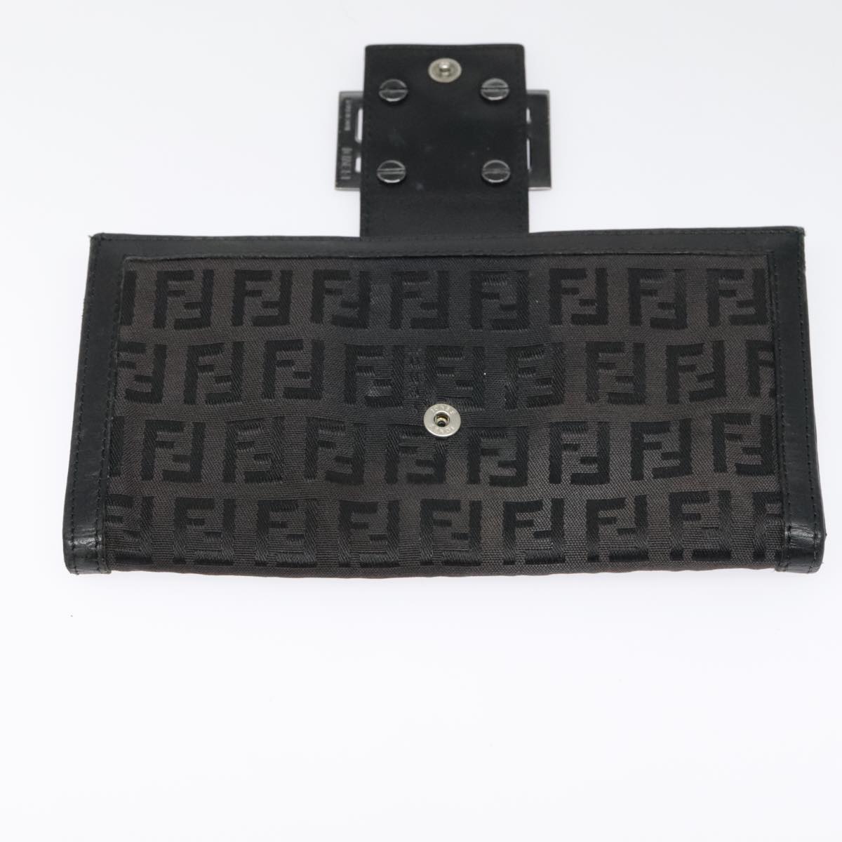 FENDI Zucchino Canvas Long Wallet Black Silveryk15074