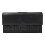 FENDI Zucchino Canvas Long Wallet Black Silveryk15074