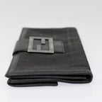 FENDI Zucchino Canvas Long Wallet Black Silveryk15074