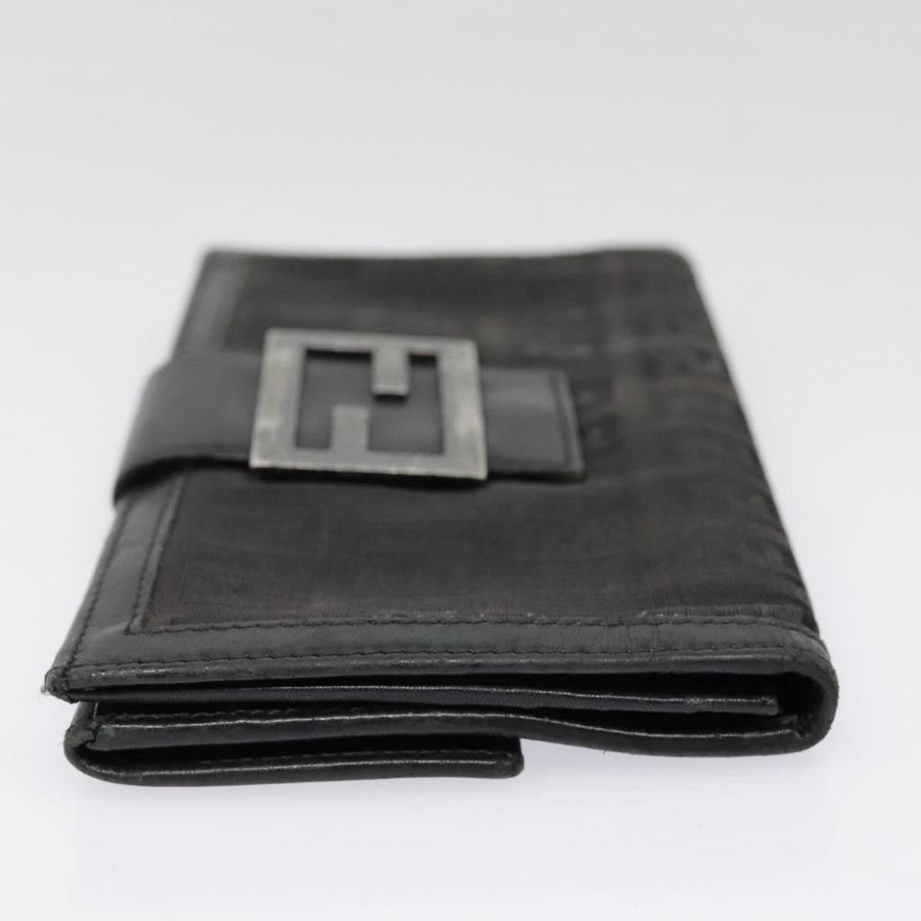 FENDI Zucchino Canvas Long Wallet Black Silveryk15074