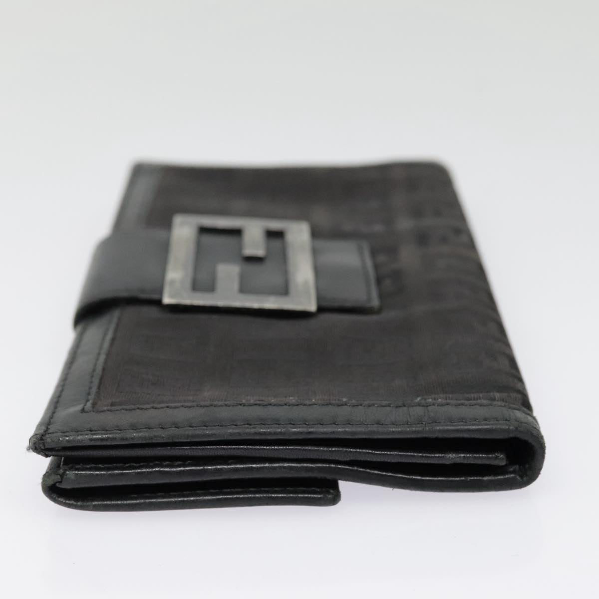 FENDI Zucchino Canvas Long Wallet Black Silveryk15074