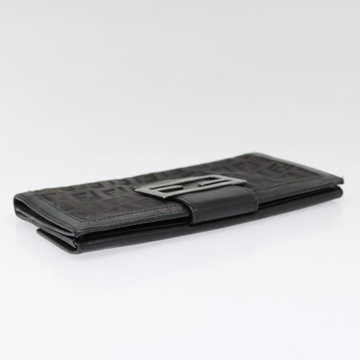 FENDI Zucchino Canvas Long Wallet Black Silveryk15074
