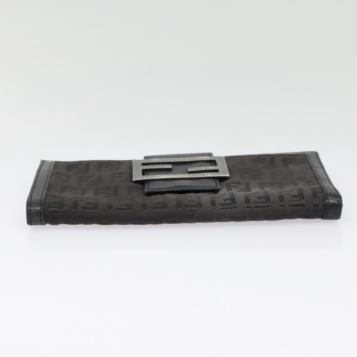 FENDI Zucchino Canvas Long Wallet Black Silveryk15074