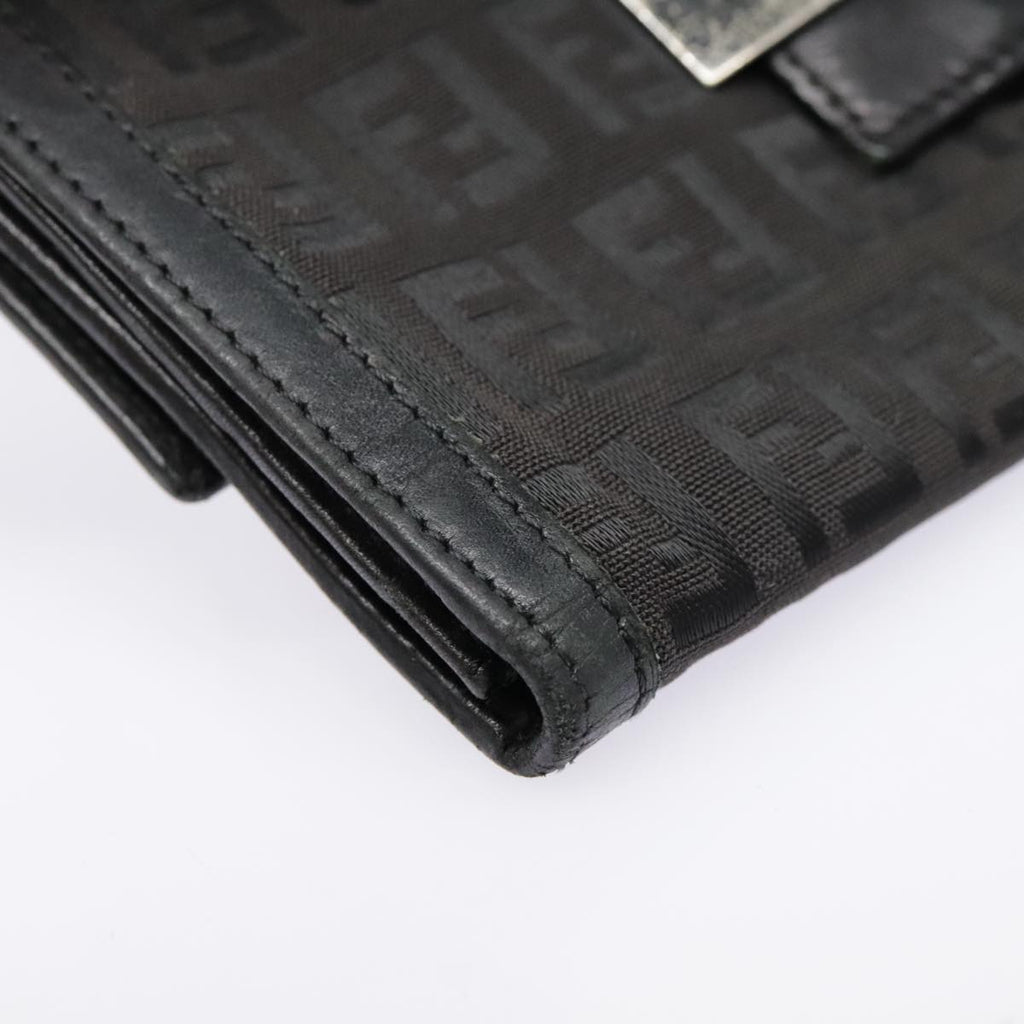 FENDI Zucchino Canvas Long Wallet Black Silveryk15074
