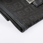 FENDI Zucchino Canvas Long Wallet Black Silveryk15074