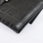 FENDI Zucchino Canvas Long Wallet Black Silveryk15074