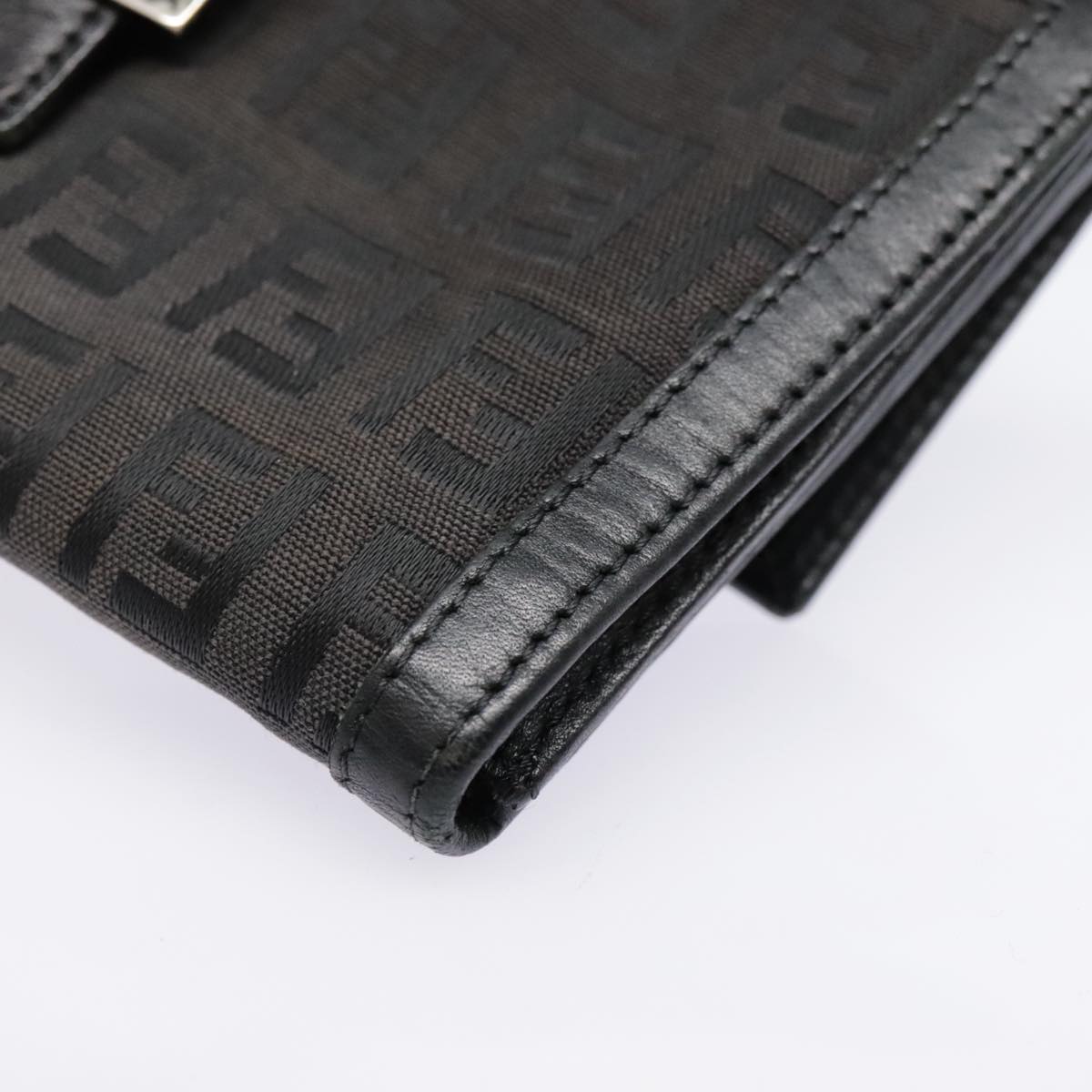 FENDI Zucchino Canvas Long Wallet Black Silveryk15074