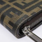 FENDI Zucca Canvas Compact Wallet Black Brown Silveryk15087