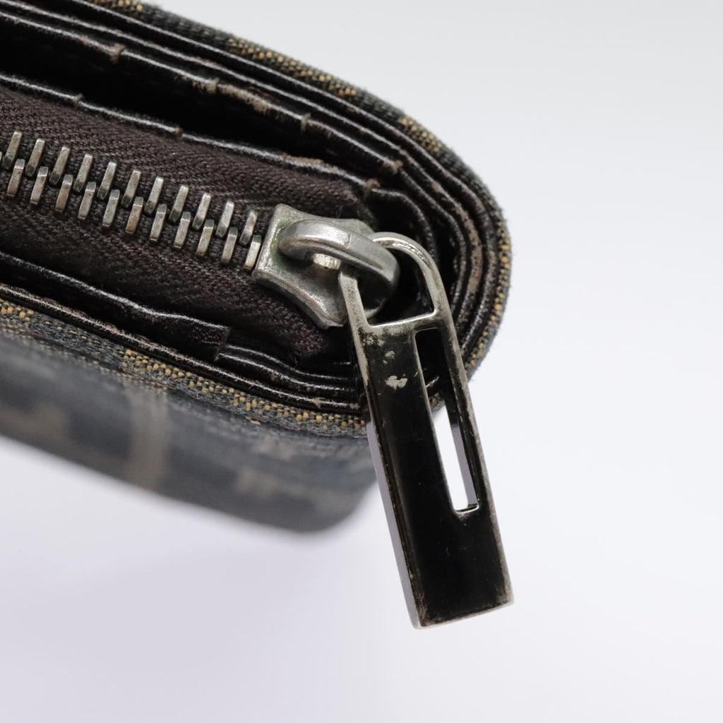 FENDI Zucca Canvas Compact Wallet Black Brown Silveryk15087