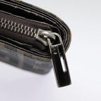 FENDI Zucca Canvas Compact Wallet Black Brown Silveryk15087