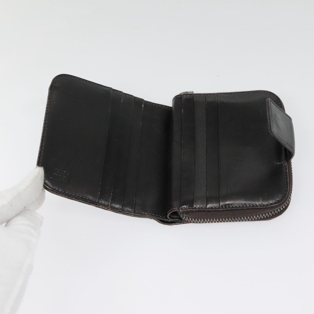 FENDI Zucca Canvas Compact Wallet Black Brown Silveryk15087