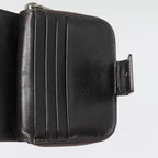 FENDI Zucca Canvas Compact Wallet Black Brown Silveryk15087