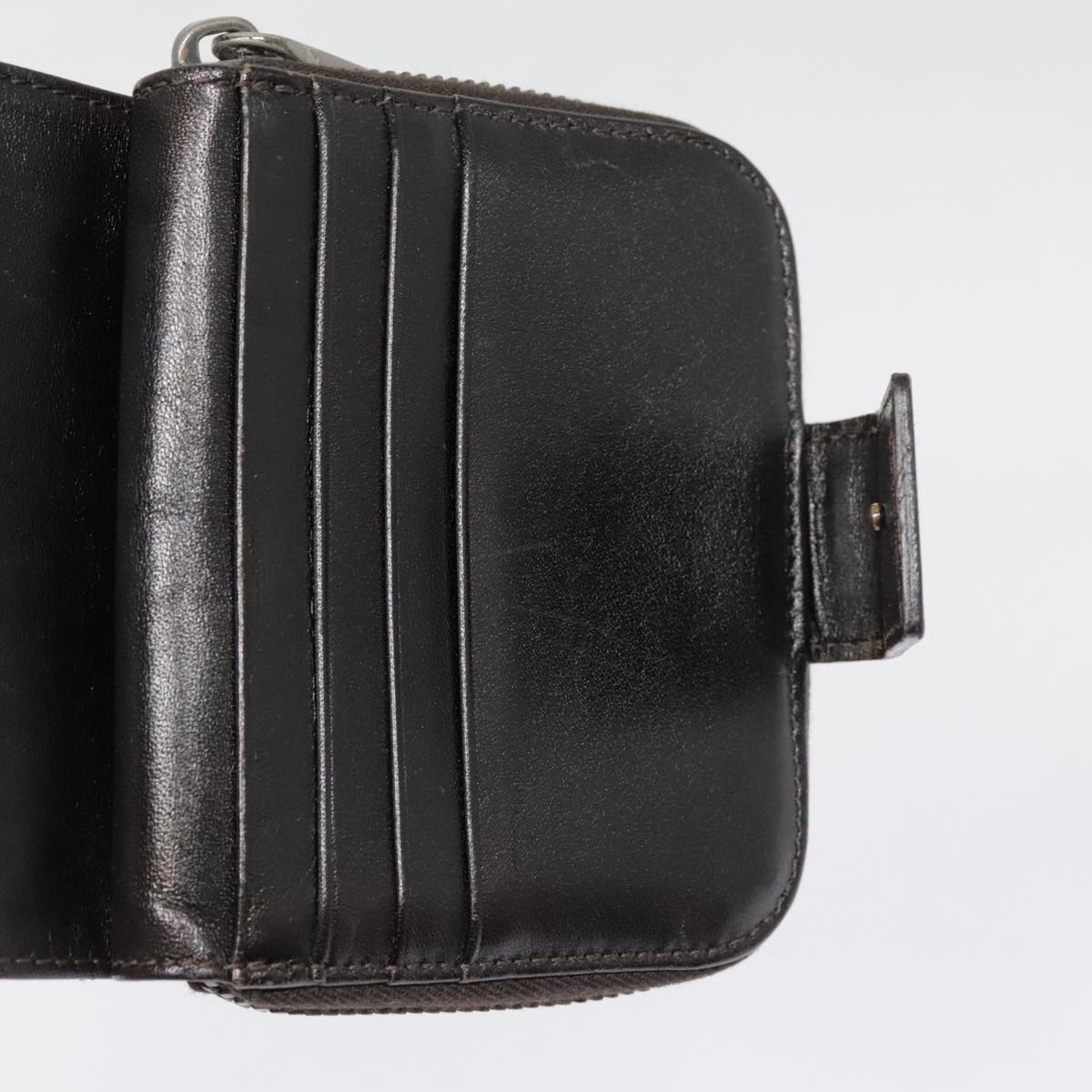 FENDI Zucca Canvas Compact Wallet Black Brown Silveryk15087