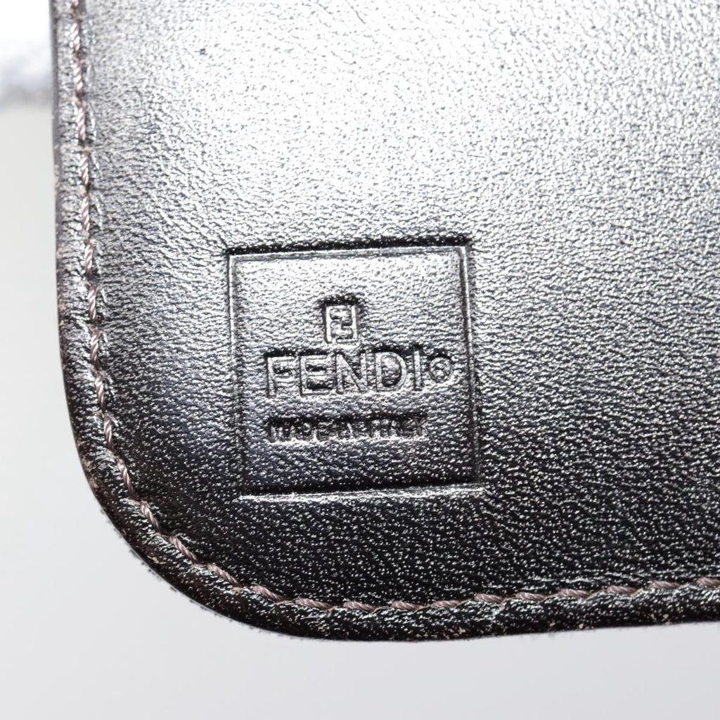 FENDI Zucca Canvas Compact Wallet Black Brown Silveryk15087
