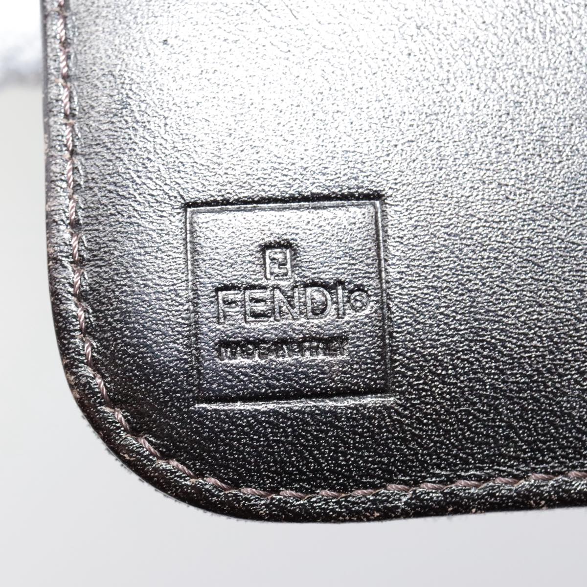 FENDI Zucca Canvas Compact Wallet Black Brown Silveryk15087
