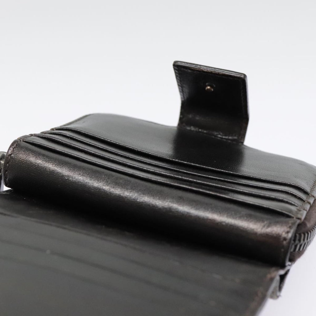 FENDI Zucca Canvas Compact Wallet Black Brown Silveryk15087