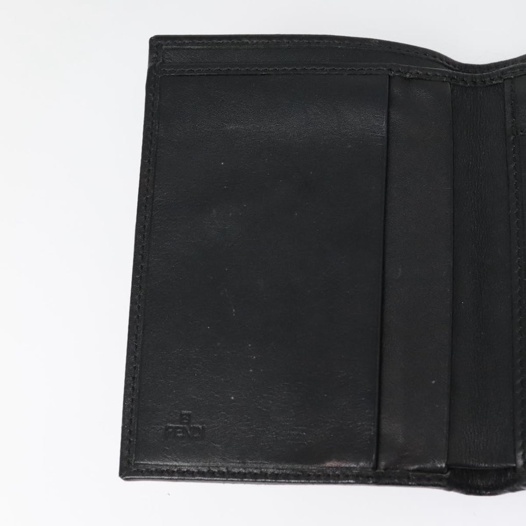 FENDI Zucchino Canvas Compact Wallet Black Brown Silveryk15088