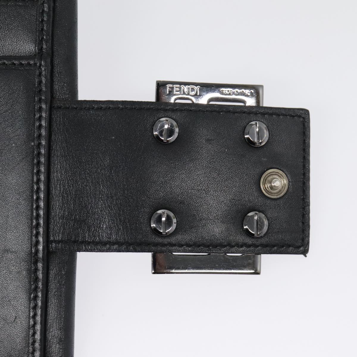 FENDI Zucchino Canvas Compact Wallet Black Brown Silveryk15088
