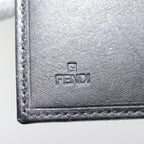 FENDI Zucchino Canvas Compact Wallet Black Brown Silveryk15088