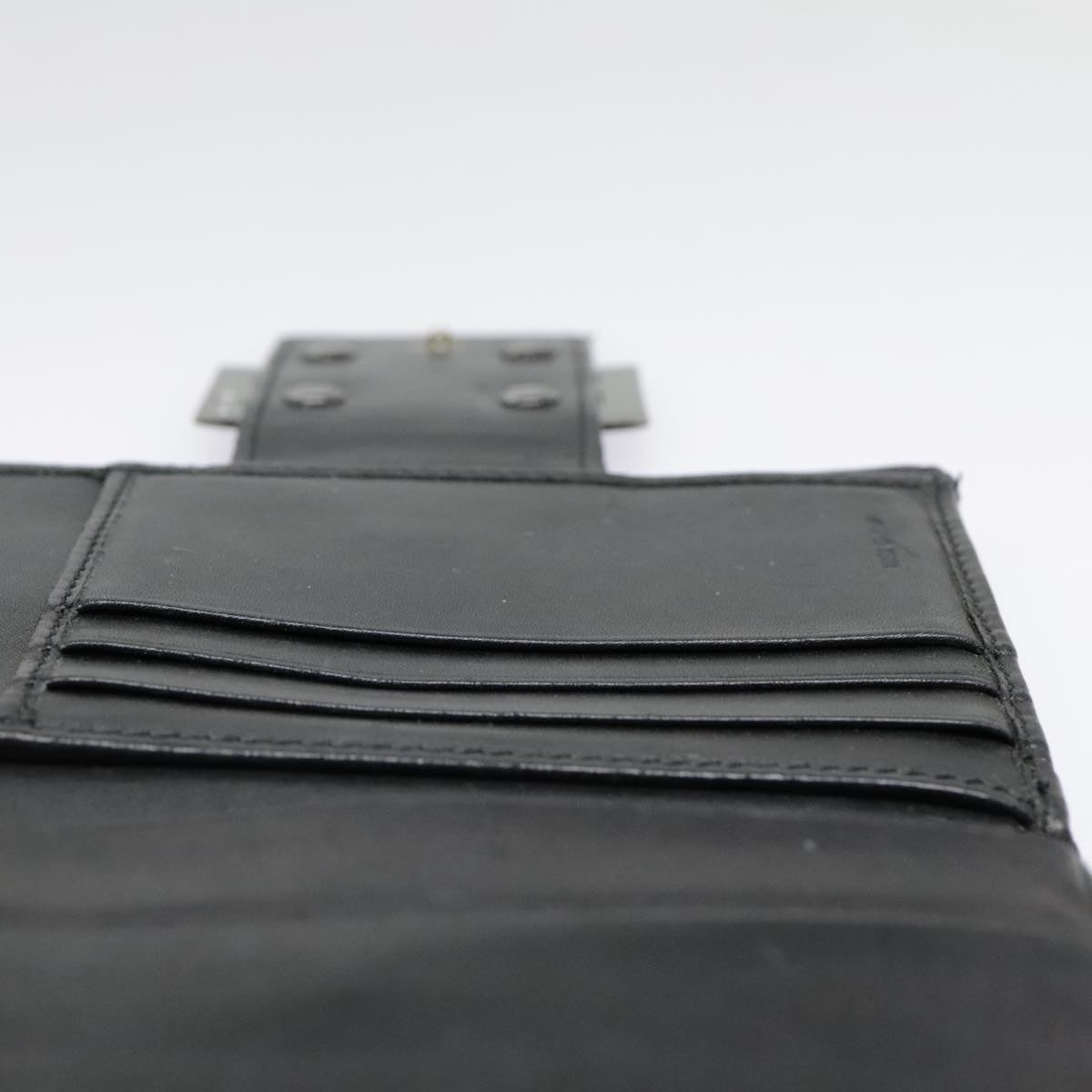 FENDI Zucchino Canvas Compact Wallet Black Brown Silveryk15088