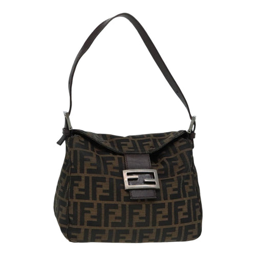 FENDI Zucca Canvas Mamma Baguette Shoulder Bag Brown Black Silveryk15163