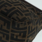 FENDI Zucca Canvas Mamma Baguette Shoulder Bag Brown Black Silveryk15163