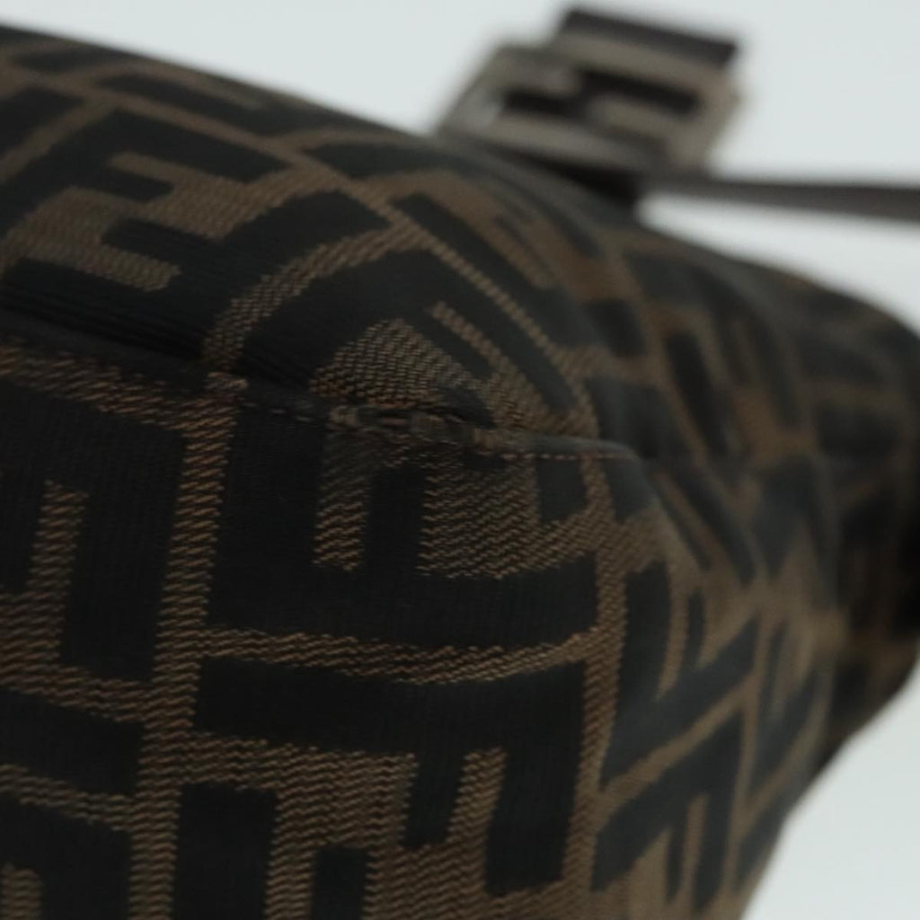 FENDI Zucca Canvas Mamma Baguette Shoulder Bag Brown Black Silveryk15163