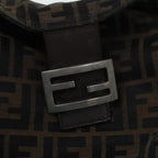 FENDI Zucca Canvas Mamma Baguette Shoulder Bag Brown Black Silveryk15163
