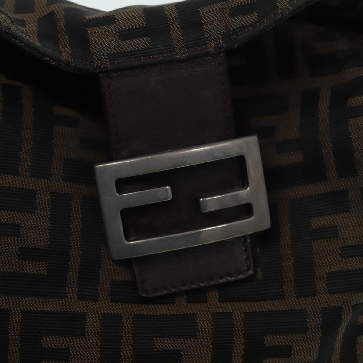 FENDI Zucca Canvas Mamma Baguette Shoulder Bag Brown Black Silveryk15163