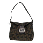 FENDI Zucca Canvas Mamma Baguette Shoulder Bag Brown Black Silveryk15163