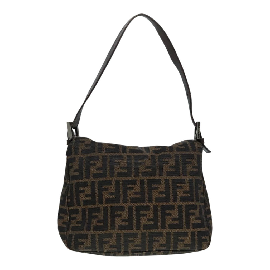 FENDI Zucca Canvas Mamma Baguette Shoulder Bag Brown Black Silveryk15163