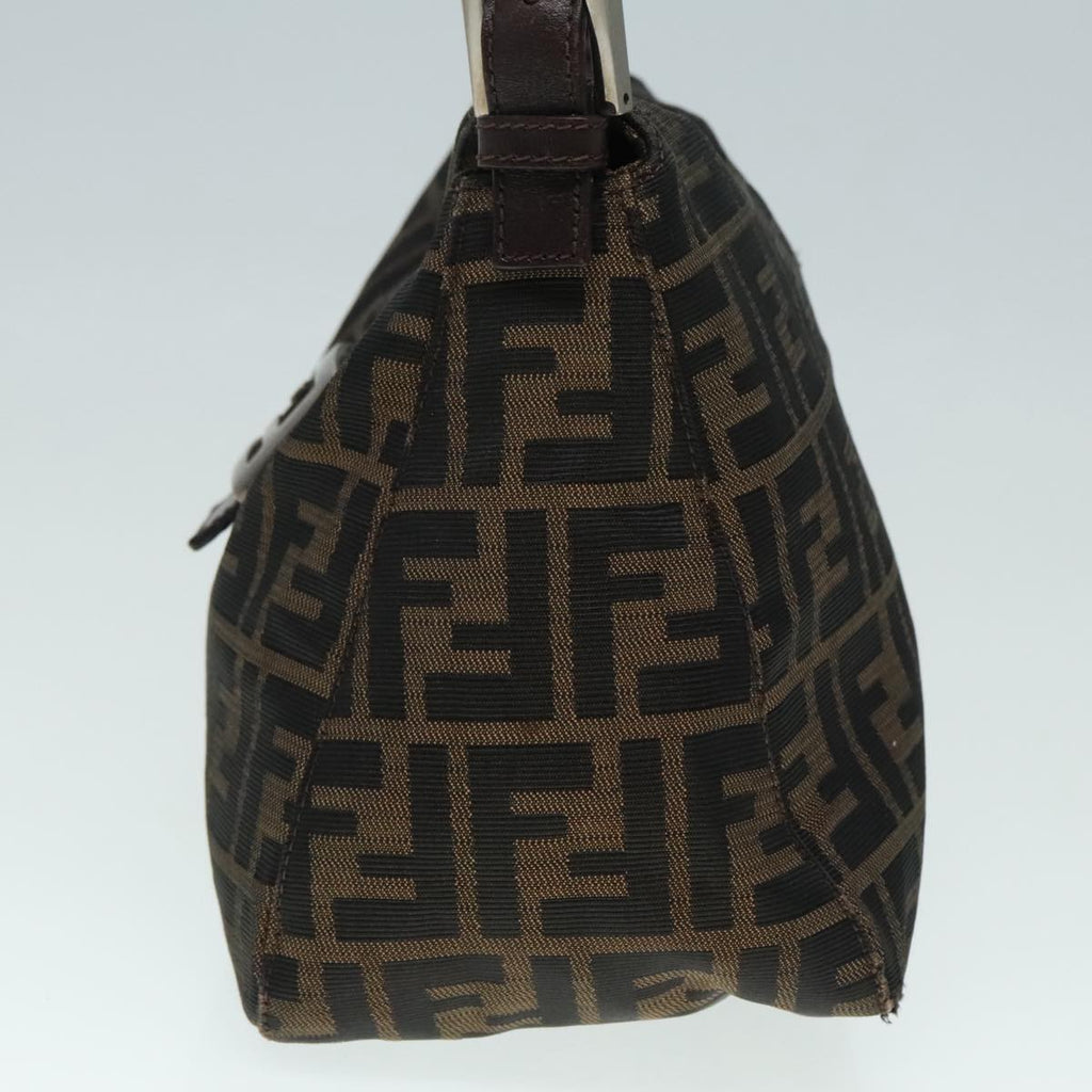 FENDI Zucca Canvas Mamma Baguette Shoulder Bag Brown Black Silveryk15163
