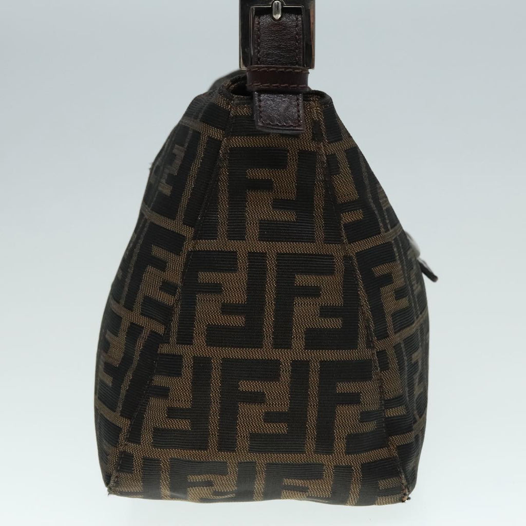 FENDI Zucca Canvas Mamma Baguette Shoulder Bag Brown Black Silveryk15163