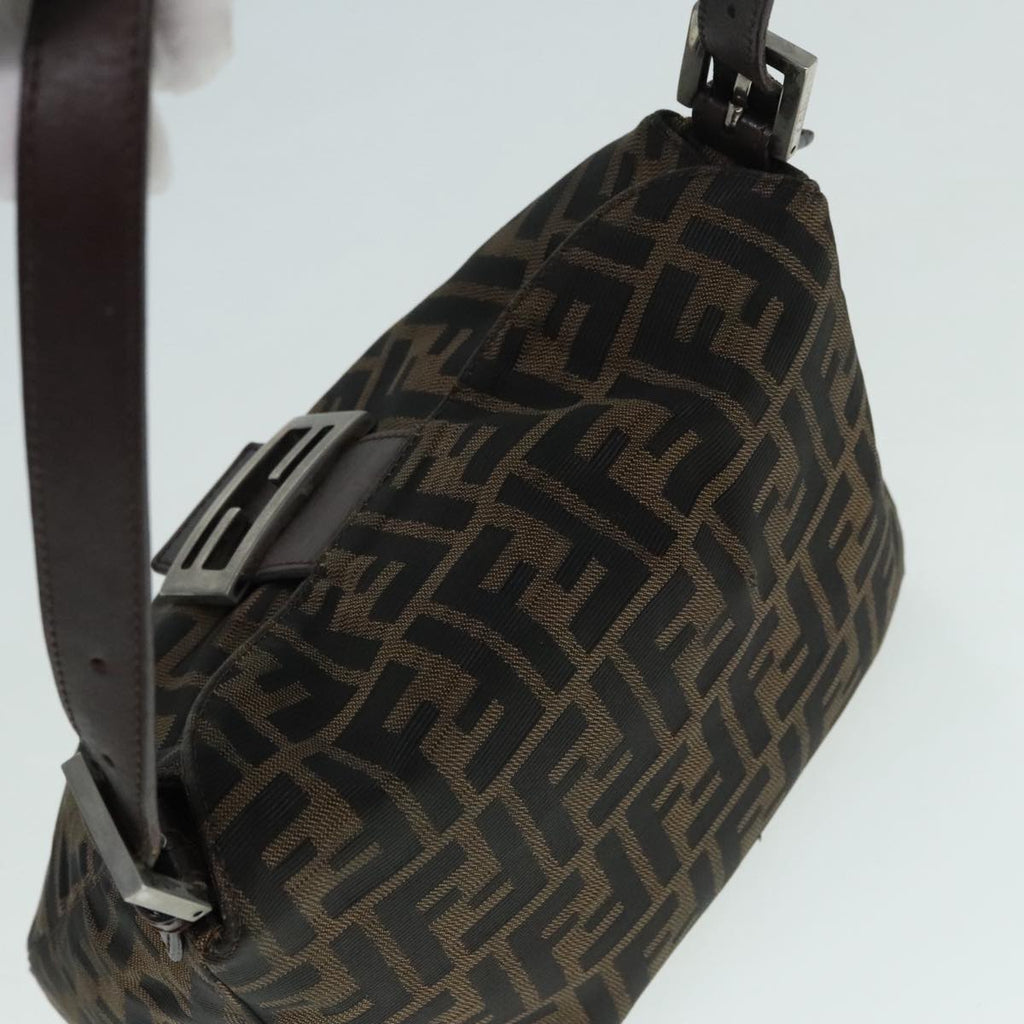 FENDI Zucca Canvas Mamma Baguette Shoulder Bag Brown Black Silveryk15163